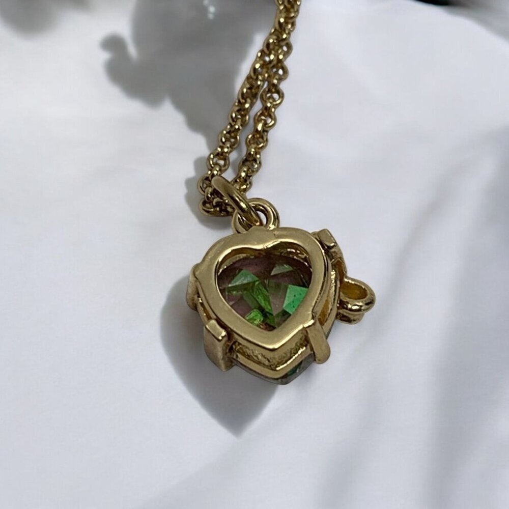 Juicy Couture Crystal Heart Bow Pendant Necklace Gold Tone Chain Lobster Clasp - Picture 9 of 10